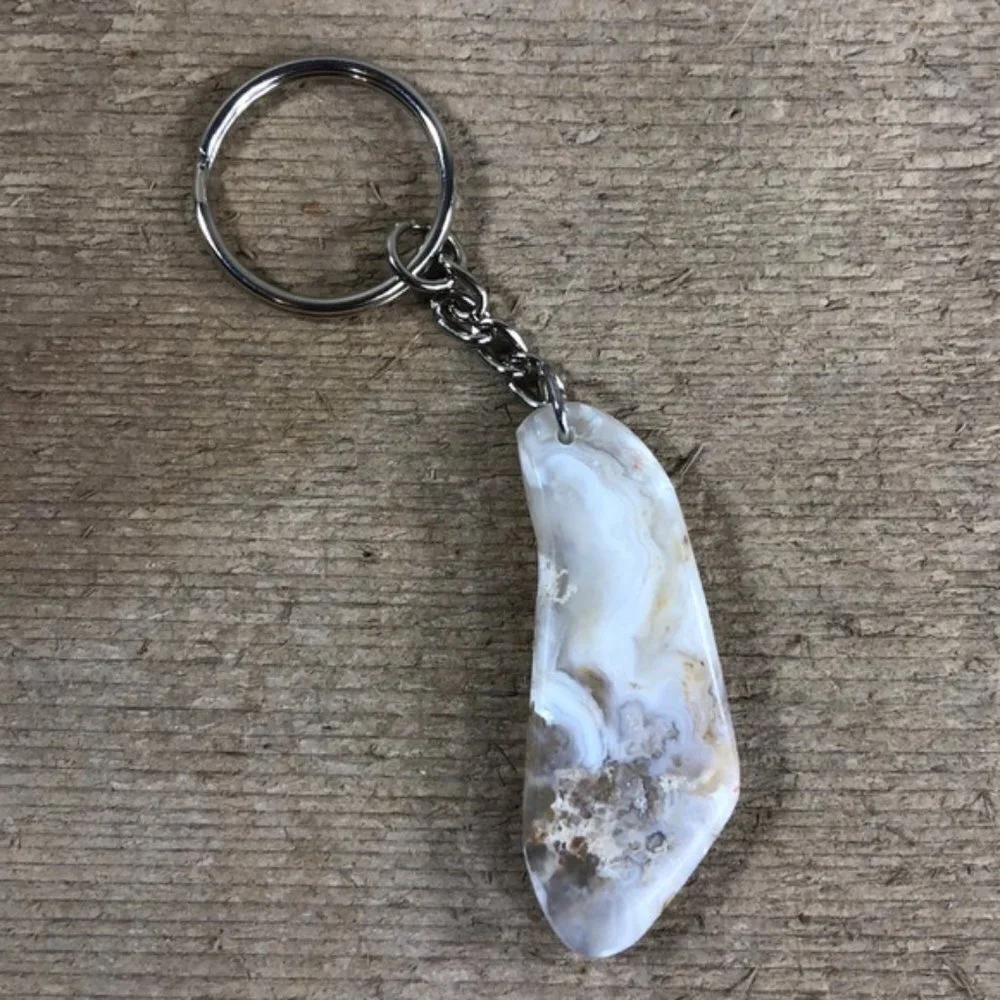 Rough Cut Chalcedony Rock Keychain